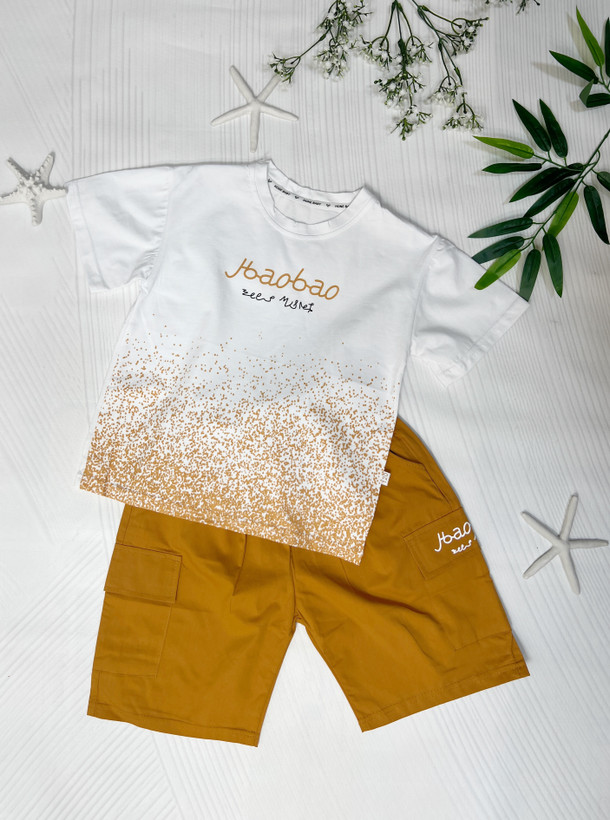 ست بچگانه اسپرت وارداتی با تیشرت نخ پنبه و شلوارک کتان کد۲۳۲
