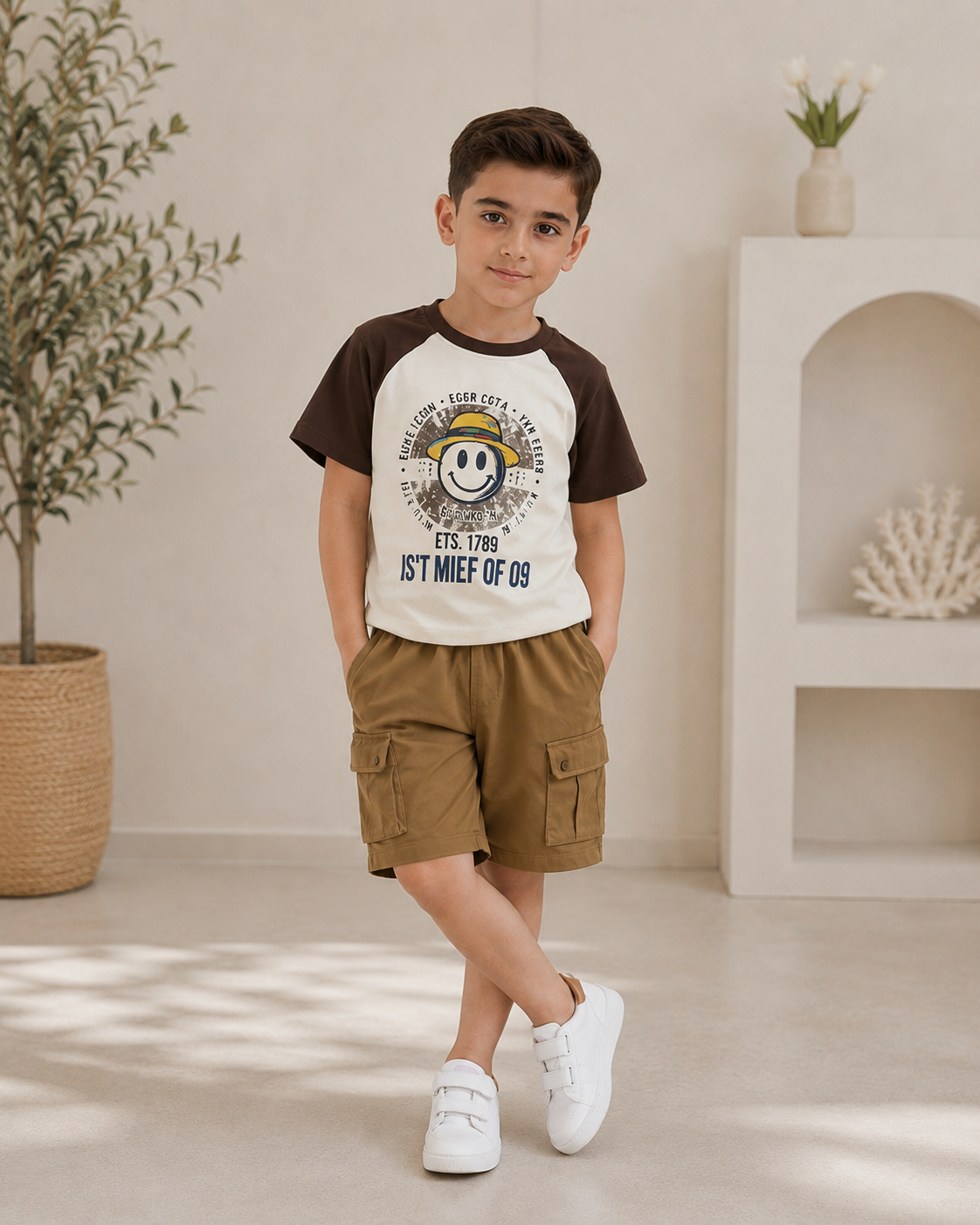 ست بچگانه وارداتی تیشرت و شلوارک نخی کیفیت بالا ۲تا۸سال کد۲۱۹